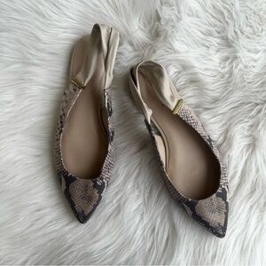 Cole Haan Women's Eden Skimmer Slingback Snakeskin Flats Size 7.5